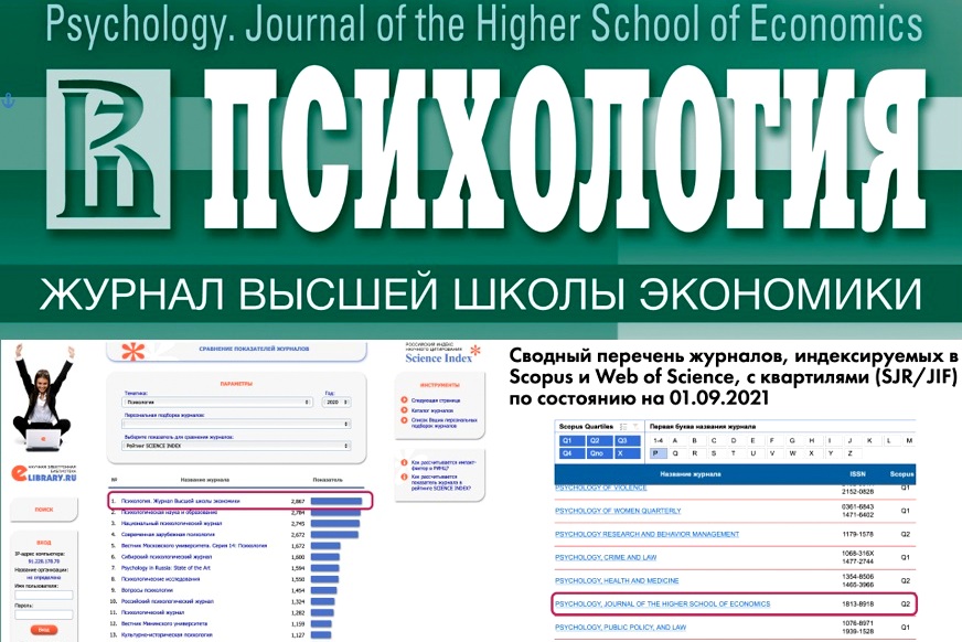Журнал «Психология. Журнал Высшей школы экономики» занял первое место в рейтинге SCIENCE INDEX